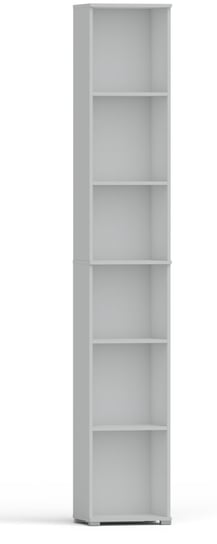 Regał pola 215x40 cm biały, 6 półek na książki i segregatory Meldo