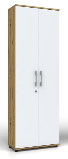 Regał  Szafa G 60 2d Dąb ARTISAN / biale drzwi z zamkiem Meldo