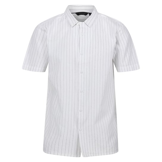 Regatta Koszula Męska Paski Z Krótkim Rękawem Shorebay (XL 8,5-9 / Biały) REGATTA