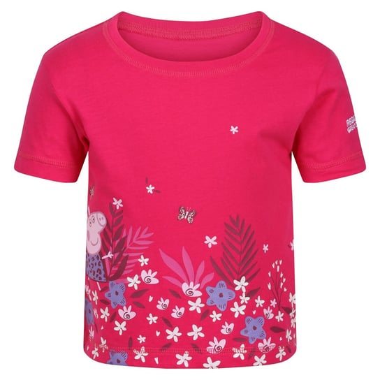 Regatta T-Shirt Dziecięca Świnka Peppa Kwiaty Z Krótkim Rękawem (102 / Malinowy) REGATTA