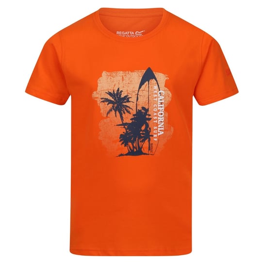 Regatta T-Shirt Dziecięca Z Deską Surfingową Bosley VI (128 / Neonowy Pomarańczowy) REGATTA