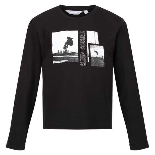 Regatta T-Shirt Dziecięca Z Motywem Skateboardu Z Długim Rękawem Wenbie III (104 / Czarny) REGATTA