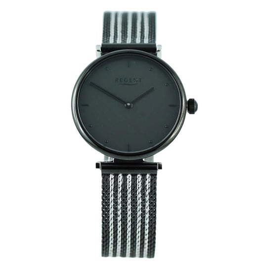 Regent damski zegarek analogowy metalowa bransoleta czarny srebrny UR2252506 Regent
