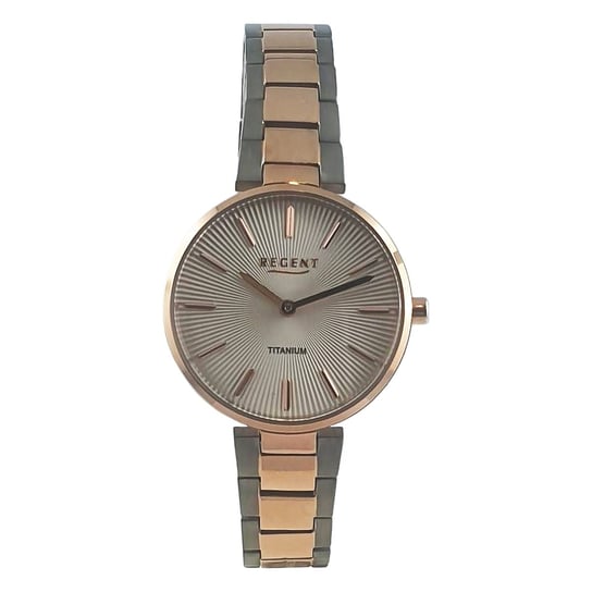 Regent damski zegarek analogowy metalowa bransoleta różowe złoto srebrny UR2192513 Regent