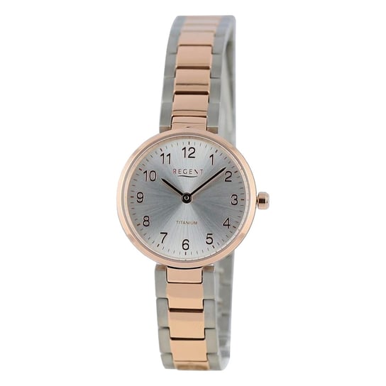 Regent damski zegarek analogowy metalowa bransoleta różowe złoto srebrny UR2192518 Regent