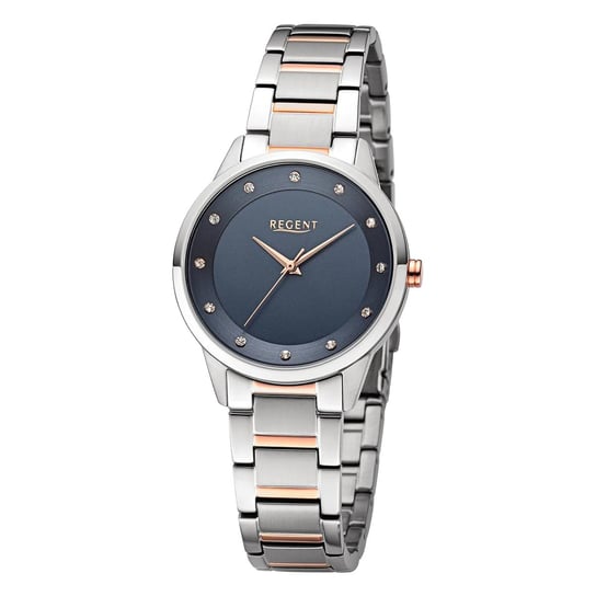 Regent damski zegarek analogowy metalowa bransoleta srebrny różowe złoto UR2212809 Regent