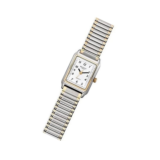 Regent damski zegarek na metalowej bransolecie F-460 analogowy metalowy zegarek na rękę srebrny złoty URF460 Regent