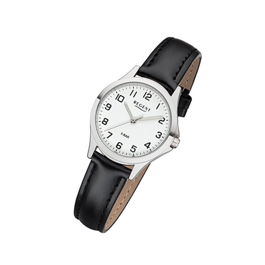 Regent damski zegarek skórzany pasek 2112418 analogowy skórzany zegarek na rękę czarny UR2112418 Regent