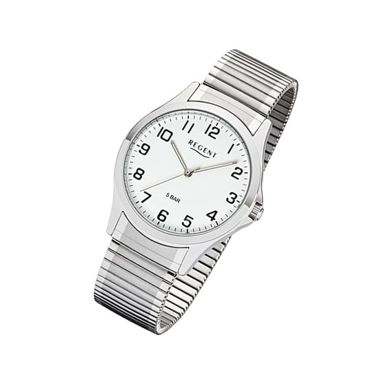Regent męski pasek 1242413 analogowy metalowy zegarek na rękę srebrny UR1242413 Regent