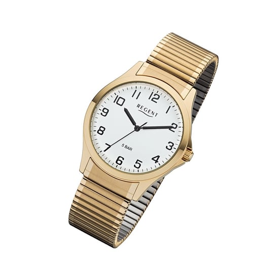 Regent męski pasek 1243486 analogowy metalowy zegarek na rękę złoty UR1243486 Regent