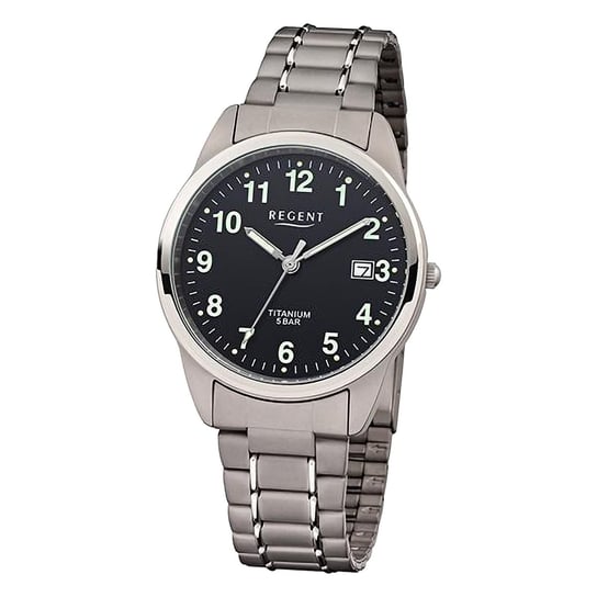 Regent męski zegarek analogowy tytanowa bransoletka szaro-srebrna URF1293 Regent