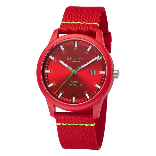Regent męski zegarek analogowy z nylonowym paskiem czerwono-zielonym URBA741 Regent