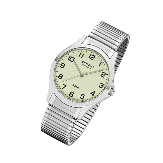 Regent męski zegarek bransoleta 1242425 analogowy metalowy zegarek na rękę srebrny UR1242425 Regent