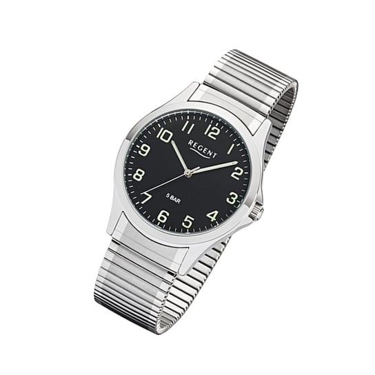 Regent męski zegarek bransoleta 1242428 analogowy metalowy zegarek na rękę srebrny UR1242428 Regent
