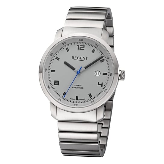 Regent męski zegarek na metalowej bransolecie GM-2107 metalowy pasek zegarek analogowy srebrny URGM2107 Regent