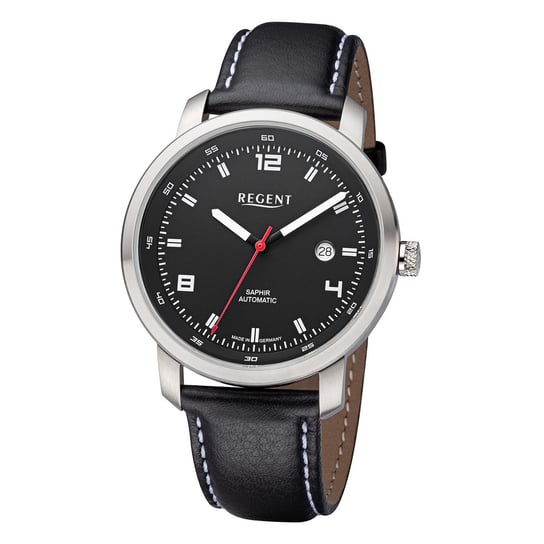 Regent męski zegarek skórzany pasek GM-2104 skórzany pasek zegarek analogowy czarny URGM2104 Regent