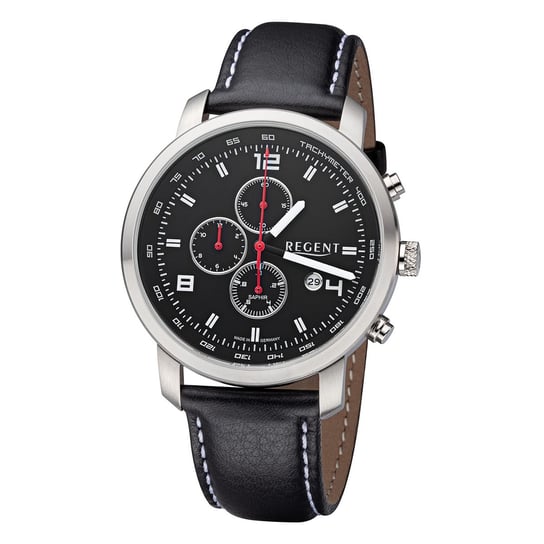 Regent męski zegarek skórzany pasek GM-2108 skórzany pasek zegarek analogowy czarny URGM2108 Regent