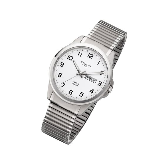Regent męski zegarek tytanowy zegarek F-1198 analogowy zegarek na metalowej bransolecie srebrny URF1198 Regent