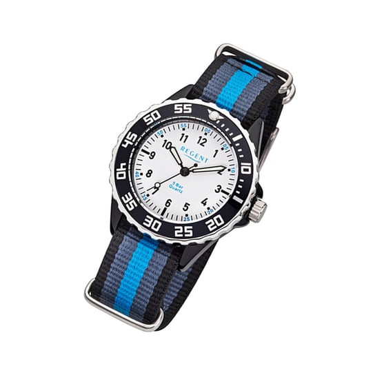 Regent zegarek na rękę niebieski szary czarny F-1204 dziecięco-młodzieżowy analogowy kwarcowy URBA383 Regent