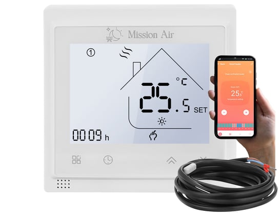 Regulator Temperatury Wifi Programowalny Mission Air Libra White + Czujnik Temperatury Ntc Termostat Smart Home Mission