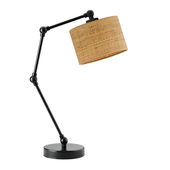 Regulowana lampka nocna z rattanowym abażurem ASMARA BOHO/biały LYSNE