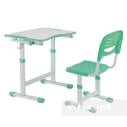 Regulowane Biurko+krzesło Białe/Zielone Dziecko Fun Desk