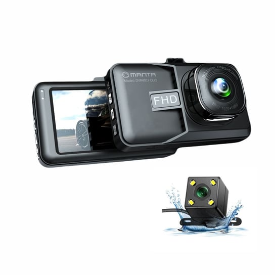 Rejestrator Jazdy Manta Dvr401F Duo Black Eye Z Kamerą Cofania G-Sensor Fhd Manta