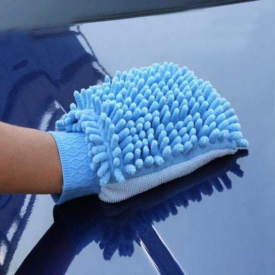 Rękawica z mikrofibry do mycia samochodu - niebieska Hedo