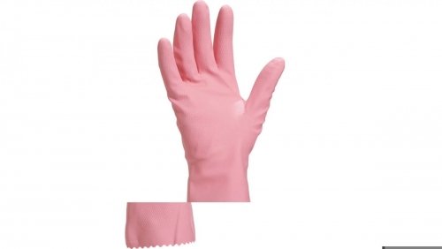 Rękawice gospodarcze gumowe lateksowe flokowane długość 30 cm różowe rozmiar 9 VE210RO09 DELTA PLUS