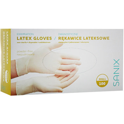 Rękawice lateksowe diagnostyczne SANIX S, 100 szt. Sanix