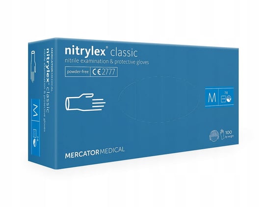 Rękawice Nitrylowe Bezpudrowe Mercator Nitrylex Classic White M 100 Szt Mercator Medical