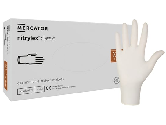 Rękawice Nitrylowe Bezpudrowe Mercator Nitrylex Classic White Xl 100 Szt Mercator Medical