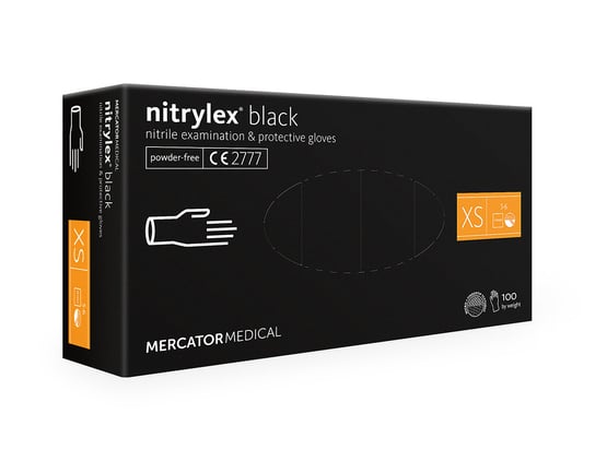 Rękawice Nitrylowe Mercator Medical Black Xs Nitrylex Classic Bezpudrowe Rękawiczki 100Szt Mercator Medical