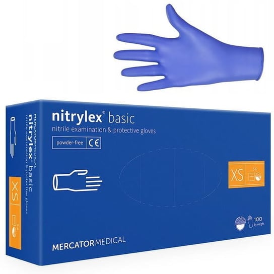 Rękawice nitrylowe Mercator Medical Nitrylex Basic XS rękawiczki bezpudrowe 100szt. Mercator Medical