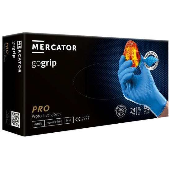 Rękawice Nitrylowe XL Blue BARDZO MOCNE GRIP Mercator
