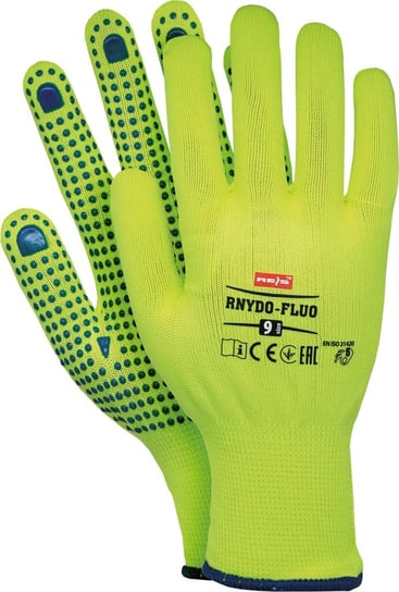 Rękawice ochronne wykonane z poliestru we fluorescencyjnym kolorze 12par REIS