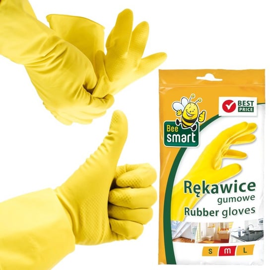 Rękawice rękawiczki gumowe żółte domowe kuchenne M Paclan