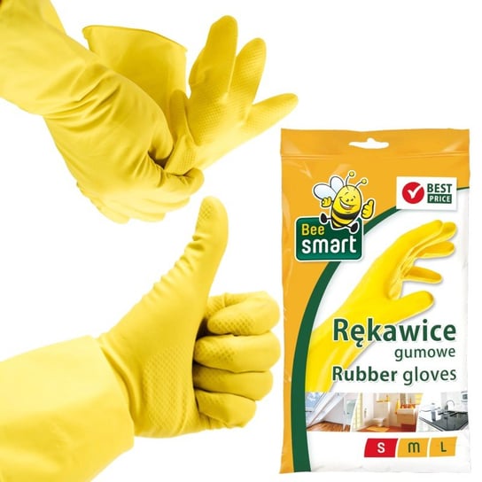 Rękawice rękawiczki gumowe żółte domowe kuchenne S Paclan