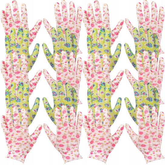 Rękawice Rękawiczki Ogrodowe W Kwiatki Kolorowe Rozmiar L 10 Par PRAKTYCZNA