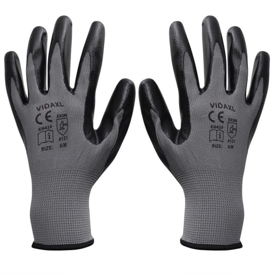 Rękawice robocze VIDAXL, szaro-czarne, rozmiar L, 24 pary vidaXL