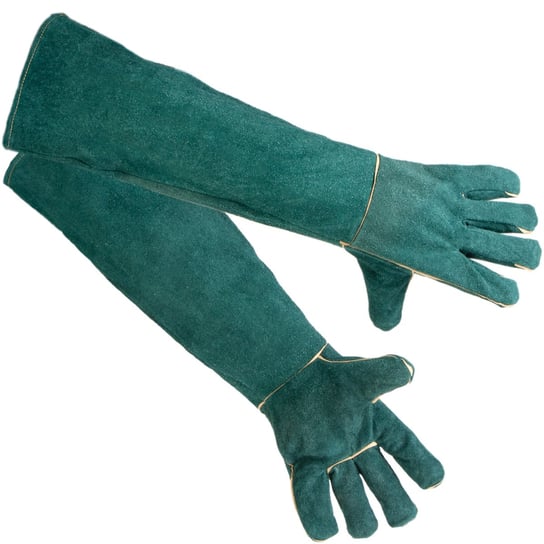 Rękawice skórzane, ochrona przed wężami, ptakami, agresywnymi kotami, psami - Terrario Leather Glove 60cm KOMODO