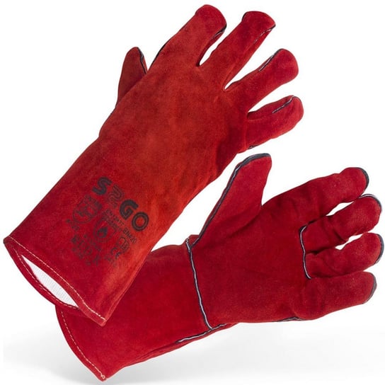 Rękawice spawalnicze ochronne robocze ze skóry bydlęcej czerwone STAMOS GERMANY