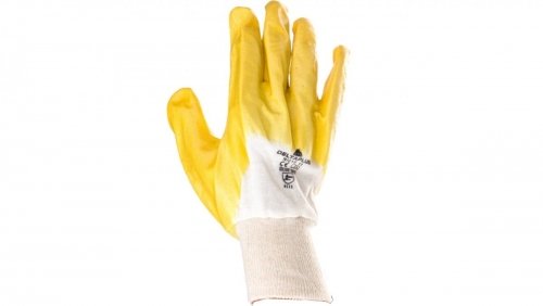 Rękawice z lekkiego Nitrylu na wkładzie z dżerseju, góra wentylowana biało-żółte rozmiar 11 NI01511 DELTA PLUS