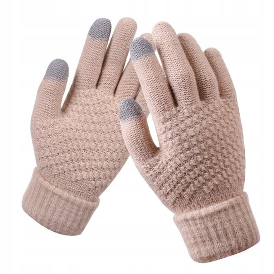 Rękawiczki Akrylowe Ciepłe Dotykowe Beżowe R02 Inna marka