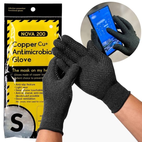 Rękawiczki Antybakteryjne Obsługa Telefonu Nova Gloves 200 Czarne Rozm. S Inna marka