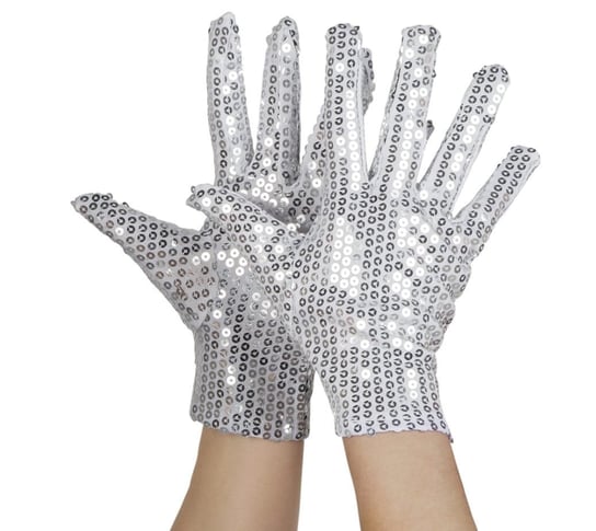 Rękawiczki cekinowe, srebrne Boland