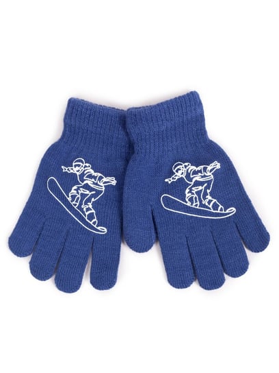 Rękawiczki chłopięce pięciopalczaste niebieskie snowboardzista 10 cm YOCLUB YoClub