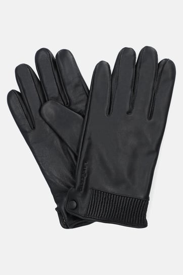 Rękawiczki Czarne Skórzane ze Ściągaczem Touch Lancerto