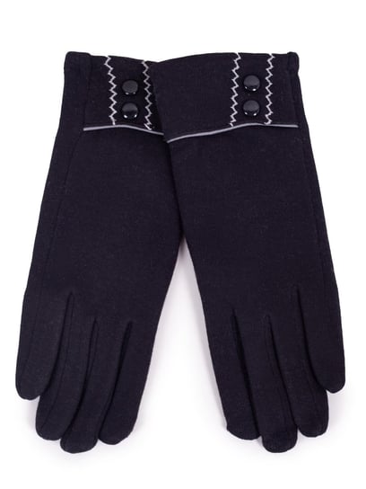 Rękawiczki damskie eleganckie czarne z wywiniętym mankietem dotykowe 24 cm YOCLUB YoClub