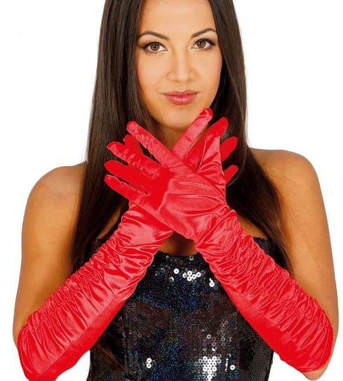 Rękawiczki długie, czerwone Guirca